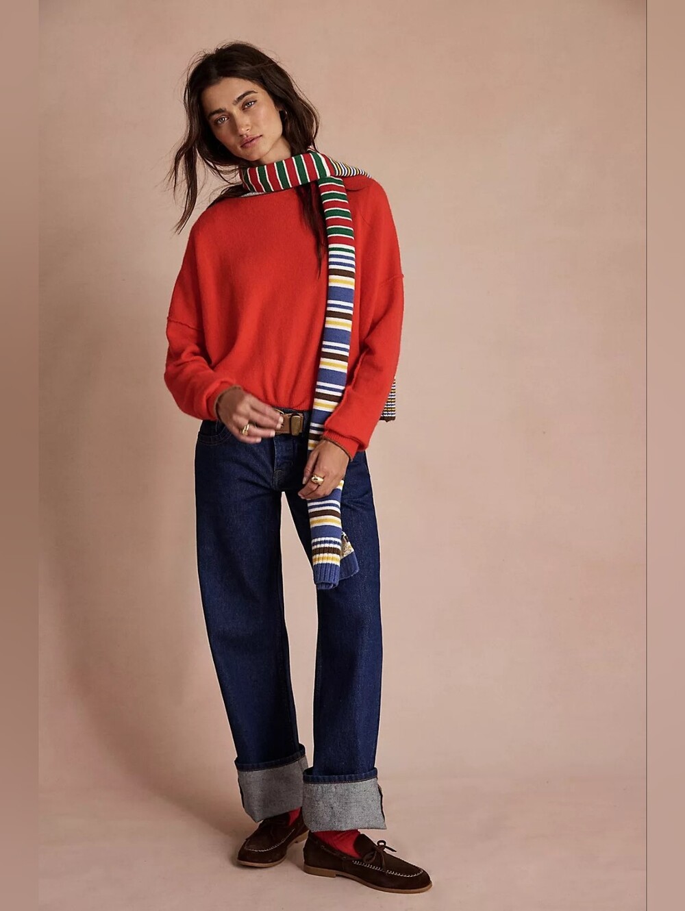 🪷NWT Free People See Me SoftSpun Pullover In High Risk Red Combo, XL 🌙 - Picture 10 of 16